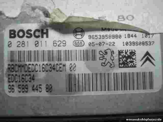 Motorsteuergerät Citroen C4 Peugeot 9658944580 9653958980 EDC16C34 0281011629