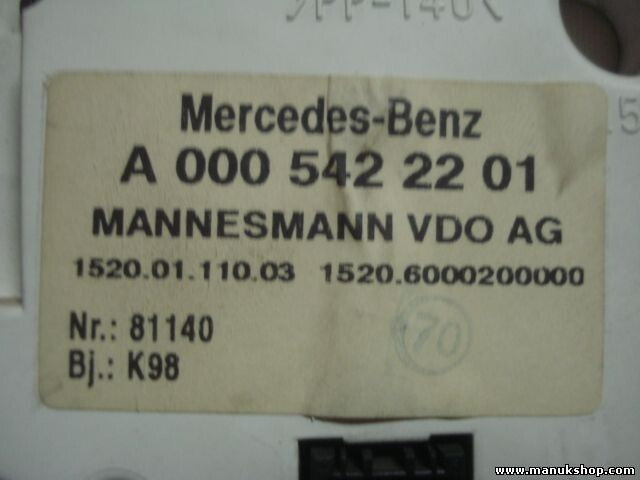 Kombiinstrument Tacho Mercedes-Benz Sprinter A0005422201 A 000 542 22 01 VDO