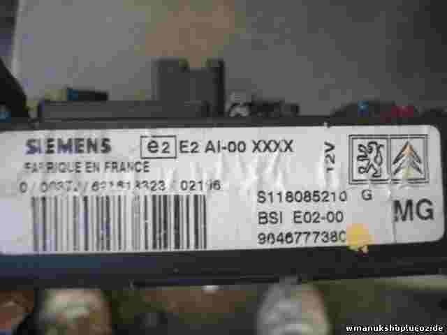 Sicherungskasten Pegeout 206 1.6 BSI E02-00 9646777380 SIEMENS S118085210G