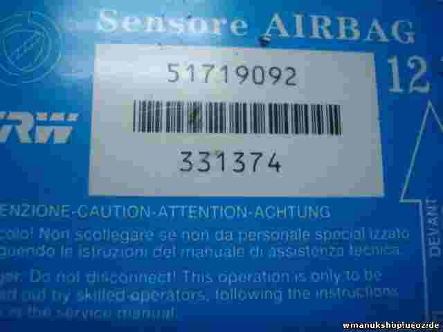Airbagsensor Airbagsteuergerät Fiat Punto 188 51719092 0051719092 TRW 331374