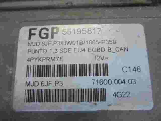 Motorsteuergerät Fiat Punto 1.3 SDE EU4 B 12V 55195817 55195817FGP 7160000403