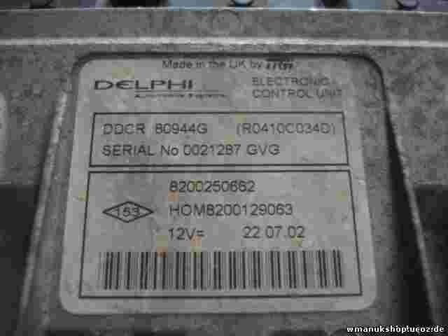 Motorsteuergerät Renault Clio R0410C034D 8200250662 HOM 8200129063 DDCR 80944G