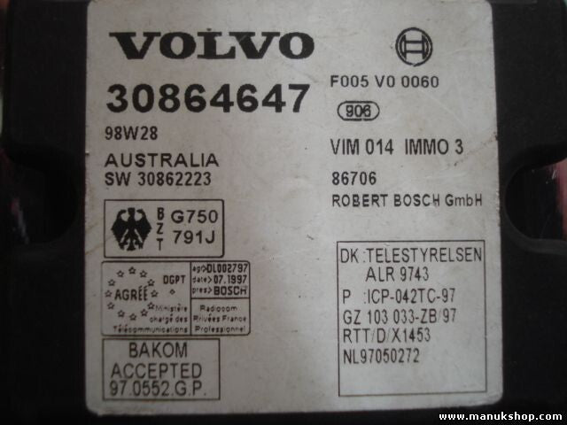 Steuergerät Wegfahrsperre Alarmmodul Volvo BOSCH 30864647 98W28 F005 V0 0060