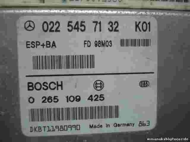 Steuergerät ESP BA Mercedes-Benz 0225457132 K01 FD98M03 BOSCH 0265109425