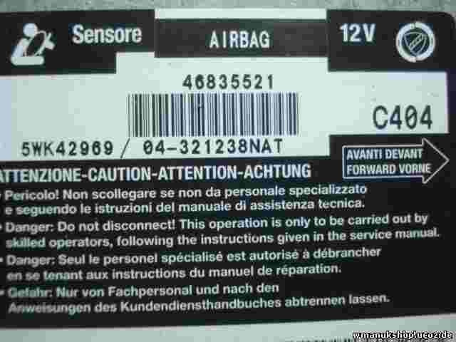 Airbagsensor Airbagsteuergerät Fiat Stilo 46835521 0046835521 321238NAT 5WK42969