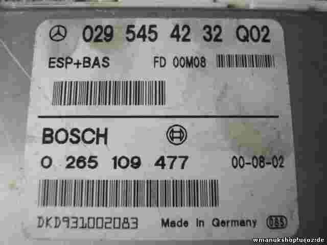 Steuergerät ETS ABS Mercedes-Benz W168 0295454232 Q02 FD00M08 BOSCH 0265109477