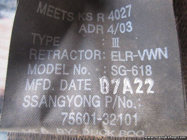 Sicherheitsgurt Gurt Ssangyong Actyon Sports I QJ 7560132101 75601-32101 KSR4027