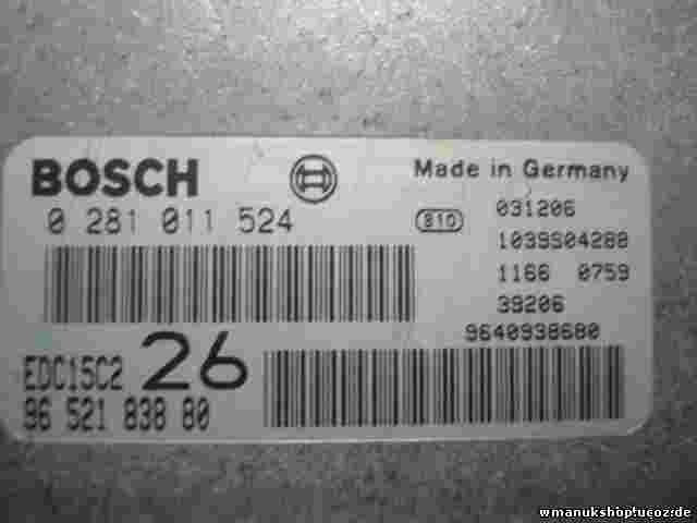 Motorsteuergerät Citroen C5 9652183880 EDC15C2 26 9640938680 BOSCH 0281011524