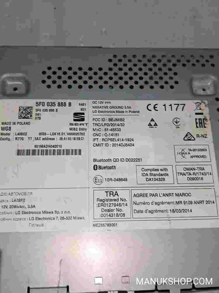 Multi-Info-Display Radio Seat Ibiza IV Toledo 5F0035888B BEJMIB2 RCPSEL4141924