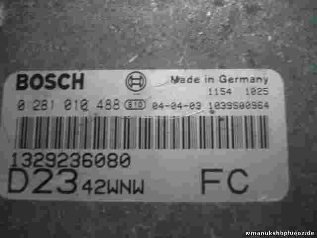 Motorsteuergerät Peugeot 329236080 D2342WNW FC 1039S00964 BOSCH 0281010488
