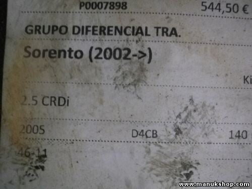 Differential hinten Hinterachsgetriebe Kia Sorento 2.5 piñón 46/11 531003E250