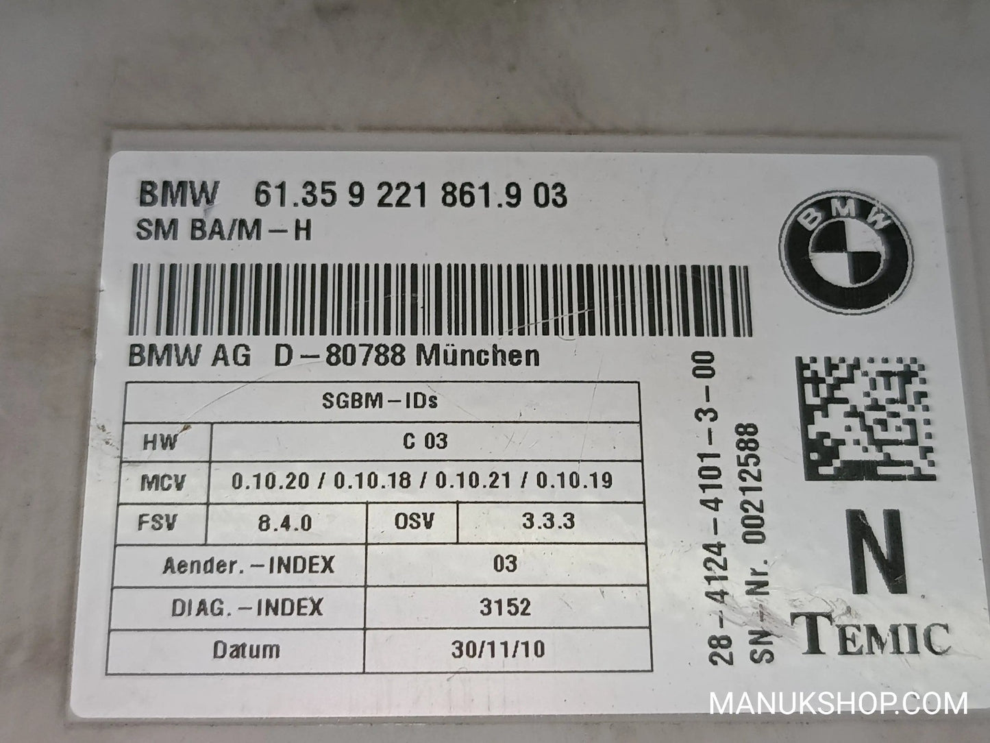 Sitzsteuermodul Steuergerät BMW X5 E70 X6 61359221861903 2841244101300 D80788