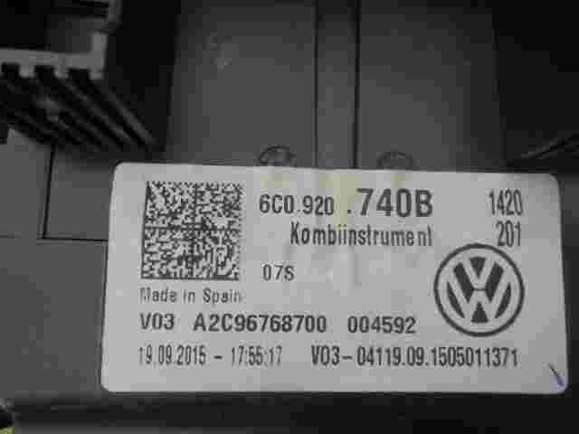 Kombiinstrument Tacho VW Polo V 6C0920740B 6CO920740B A2C96768700 V030411909