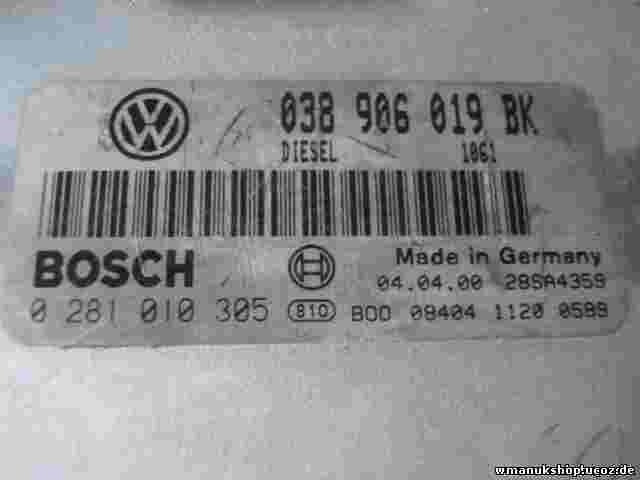 Motorsteuergerät VW Volkswagen Passat 3B 038906019BK BOSCH 0281010305