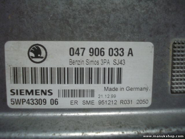Motorsteuergerät Skoda Fabia 047906033A SIMOS 3PA SJ43 SIEMENS 5WP4330906