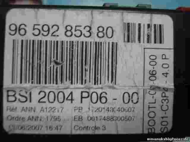 Sicherungskasten Citroen Peugeot 207 BSI 2004 P06-00 9659285380 96 592 853 80