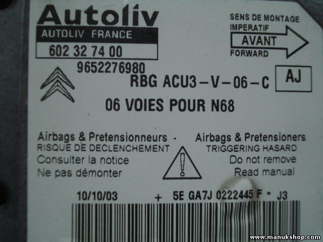 Airbagsensor Airbagsteuergerät Citroen Xsara Picasso 1.6 2005 (AJ) 9652276980