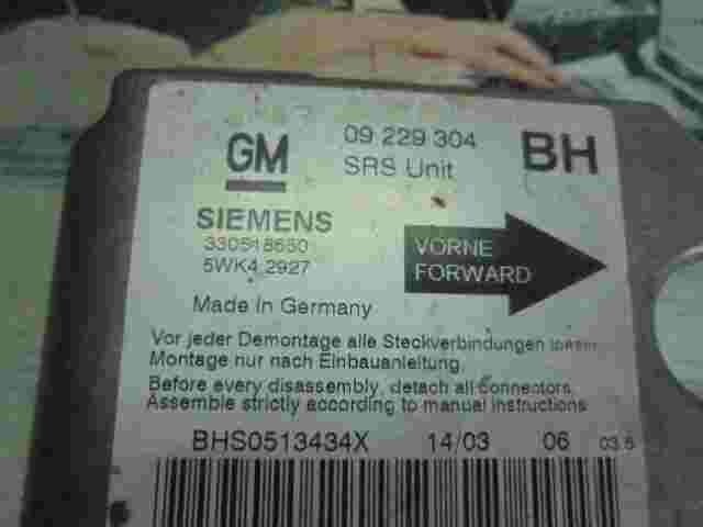 Airbagsensor Airbagsteuergerät Opel Astra G BH 09229304 SIEMENS 5WK42927