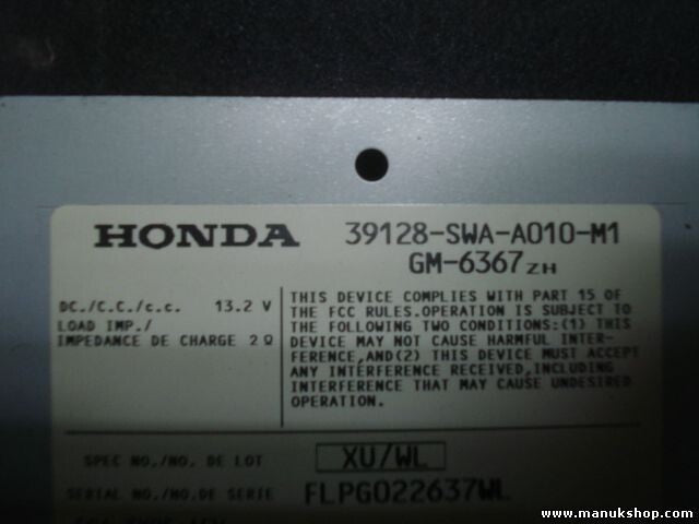 Verstarker Honda CR-V (2006–2010) 3 PIONEER GM-6367 ZH 39128SWAA010M1