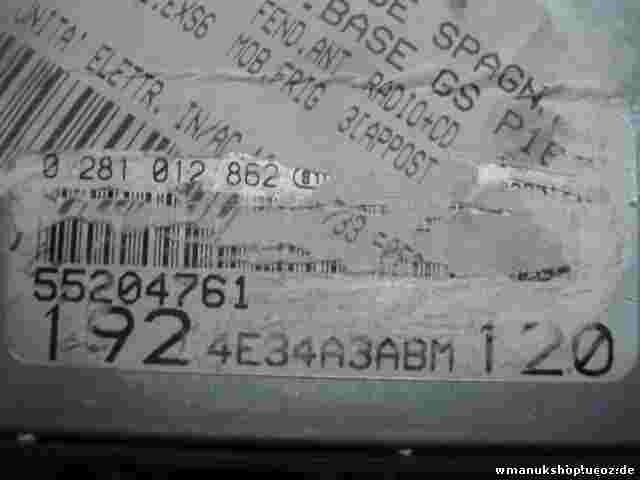Motorsteuergerät Fiat Stilo 1,9 55204761 0055204761 BOSCH 0281012862 1039S12189