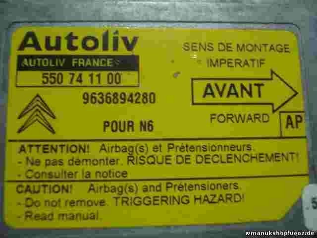 Airbagsensor Airbagsteuergerät Citroen Xsara (AP) 9636894280 550741100