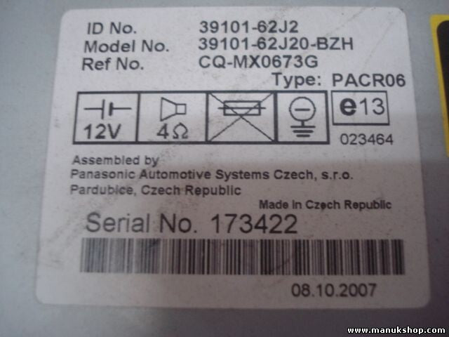 Radio CD Suzuki 05-09 39101-62J2 3910162J2 39101-62J20-BZH 3910162J20BZH