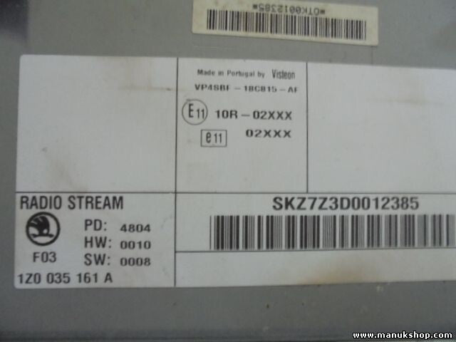 Radio CD Skoda 1Z0035161A VP4SBF18C815AF 1Z0 035 161 A VP4SBF 18C815 AF