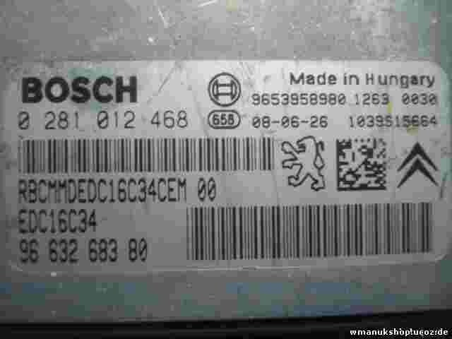 Motorsteuergerät Citroen Xsara Picasso 1.6 HDI 9663268380 EDC16C34 0281012468