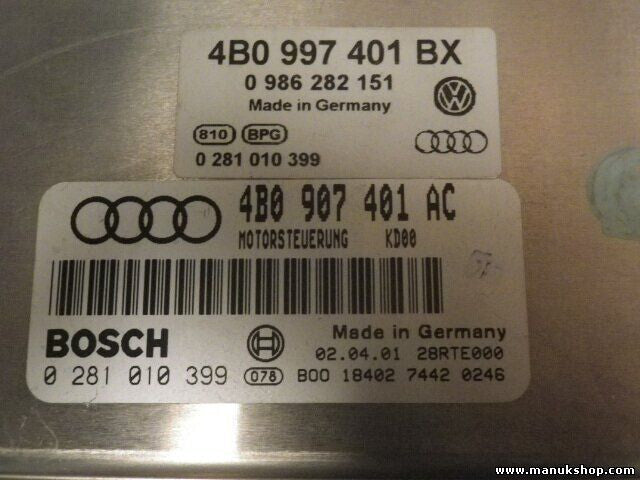 Motorsteuergerät Audi VW 4B0997401BX 0986282151 BOSCH 0281010399 4B0907401AC