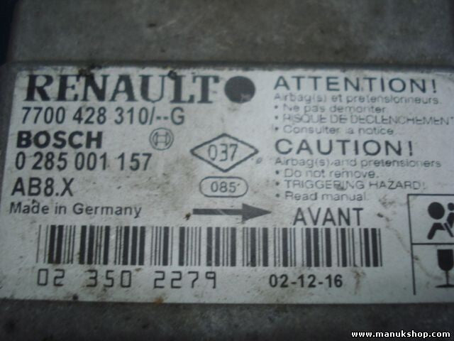 Airbagsensor Airbagsteuergerät Renault Cilo AB8.X 7700428310G 0285001157