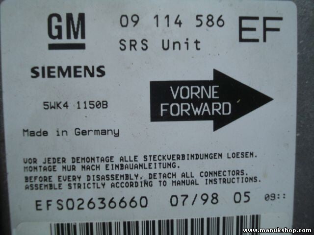 Airbagsensor Airbagsteuergerät Opel Tigra GM 09114586EF 09114586 5WK41150B