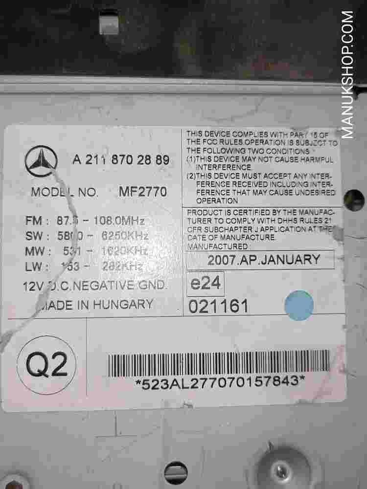 Multi-Info-Display Radio Mercedes-Benz E-Class Q2 W211 S211 A2118702889 MF2770