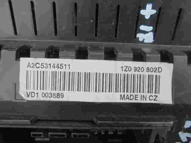Kombiinstrument Tacho Skoda Octavia A2C53144511 1Z0920802D VD1 VDO 003889