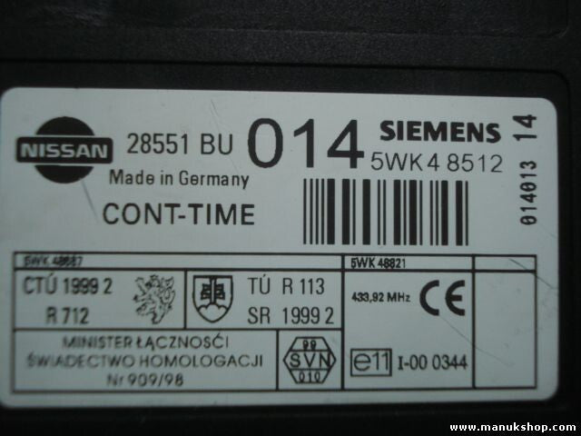 Steuergerät Zentralverriegelung Nissan Almera Tino 28551BU014 SIEMENS 5WK48512