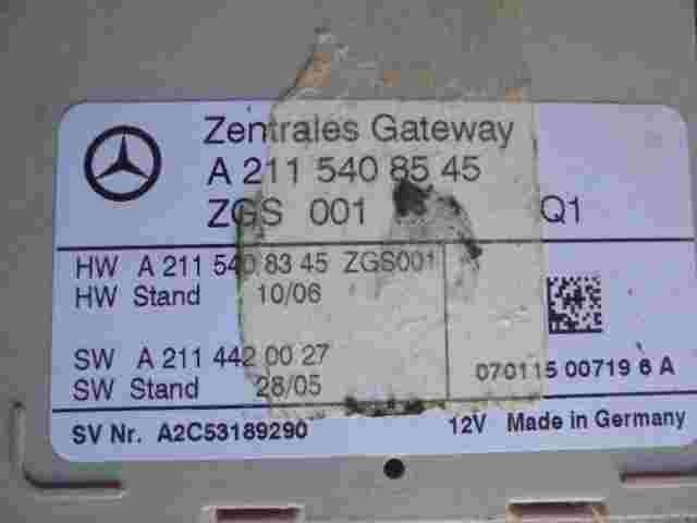 Steuergerät Zentrales Gateway Mercedes E Klasse W211 A2115408545 Q1 A2115408345