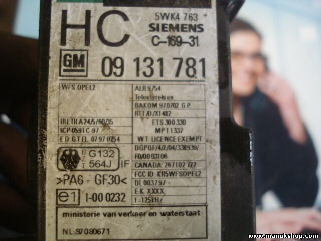 Schlüssel Lesespule Opel Vectra B Astra G 09131781 09 131 781 5WK4763