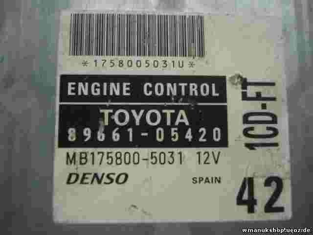 Motorsteuergerät Toyota Avensis T22 8966105420 1CDFT 42 DENSO MB1758005031