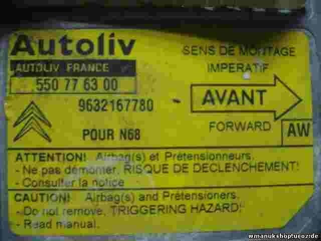 Airbagsensor Airbagsteuergerät Xsara Picasso (AW) 9632167780 550776300