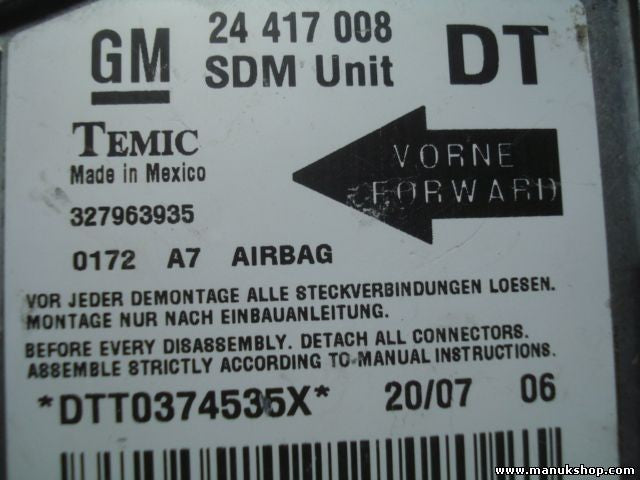 Airbagsensor Airbagsteuergerät Opel  24417008DT 24417008 DT A7 TEMIC 327963935
