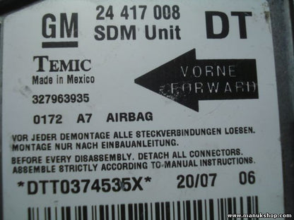 Airbagsensor Airbagsteuergerät Opel  24417008DT 24417008 DT A7 TEMIC 327963935