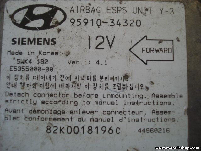 Airbagsensor Airbagsteuergerät Hyundai Sonata 9591034320 95910-34320 5WK4182