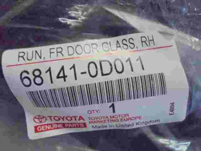 Run Front Door Glass RH  Toyota Yaris 681410D011 68141-0D011