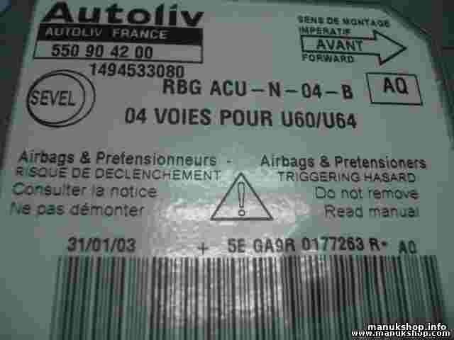 Airbagsensor Airbagsteuergerät Peugeot (AQ) 1494533080 AUTOLIV 550904200 550