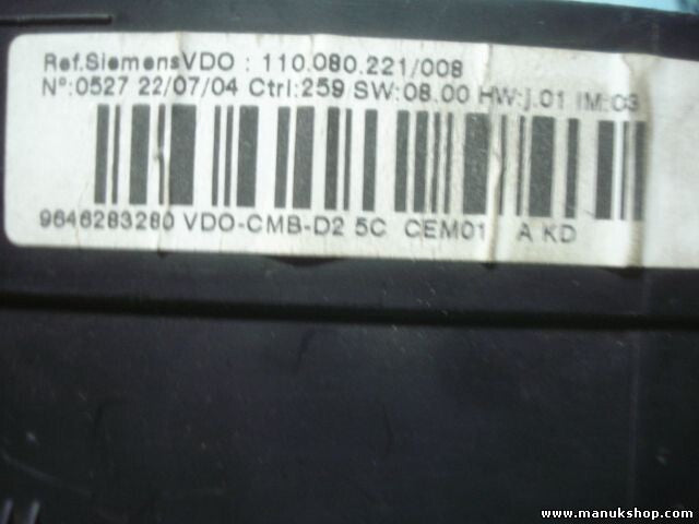 Kombiinstrument Tacho Peugeot 407 2,0 HDI 9646283280 D2-5C 9646283280D2