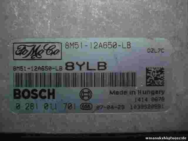 Motorsteuergerät Ford Focus II C-Max 1.6 2004-2010 8M5112A650LB BOSCH 0281011701