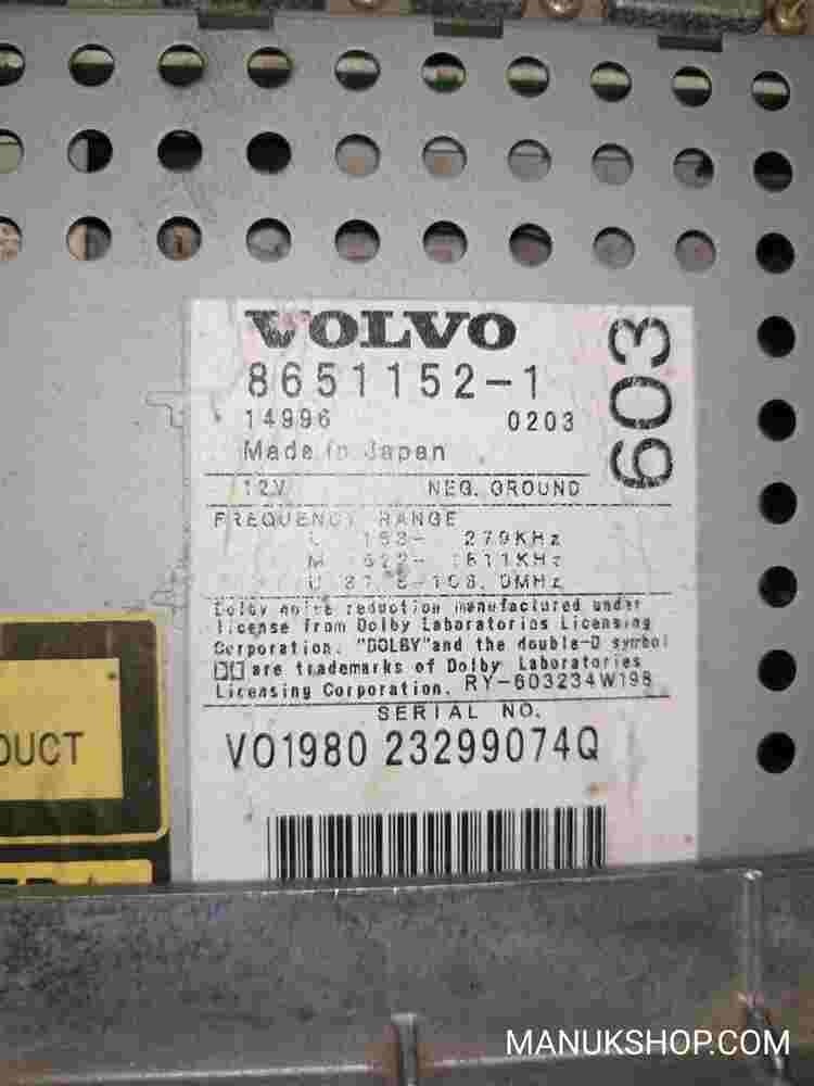 Radio Kassette Volvo S60 V70 II XC70 HU603 HU-603 86511521 8651152-1 V01980