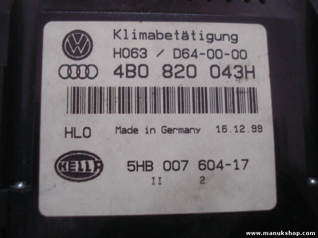 Heizungsbedienteil Audi VW 4B0 820 043H 4B0820043H 5HB00760417 5HB 007 604 -17