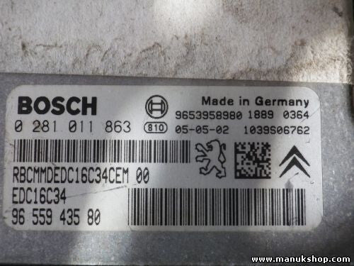 Motorsteuergerät Peugeot 307 9653958980 BOSCH 0281011863 EDC16C34