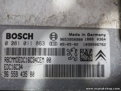Motorsteuergerät Peugeot 307 9653958980 BOSCH 0281011863 EDC16C34