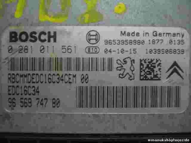 Motorsteuergerät Citroen C5 9656974780 EDC16C34 9653958980 BOSCH 0281011561